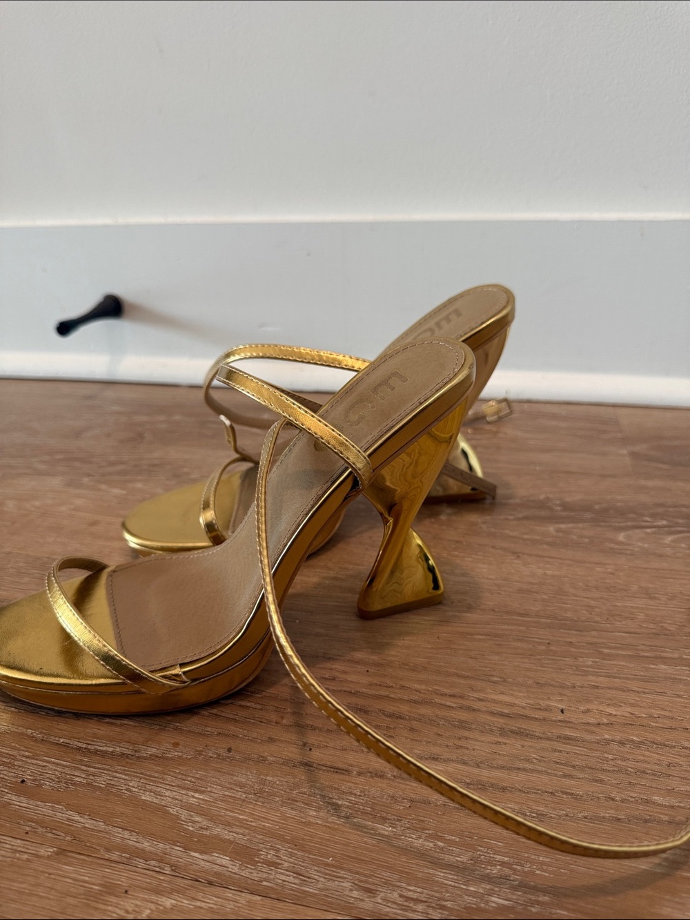 EGO Metallic Gold Strappy Heel Sandals - Picture 3 of 3